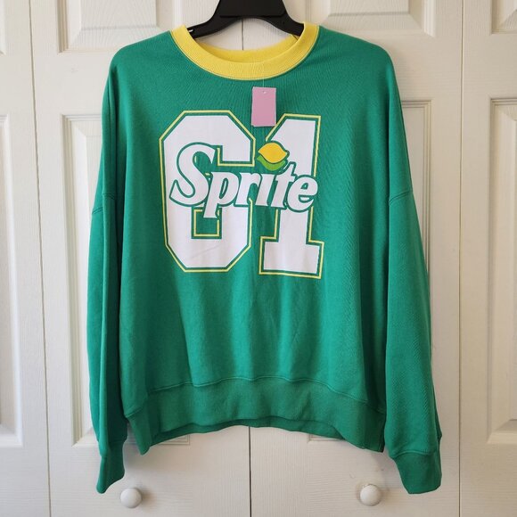 Sprite Logo Green Crewneck Sweatshirt XXL Unisex Cotton Blend NWT - Picture 1 of 10
